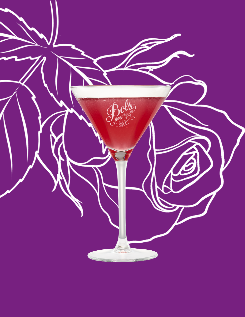 English Rose Cocktail Recipe with Bols Parfait Amour Products