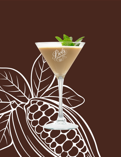 After Eight Cocktail Recipe with Bols Brown Cream, Cacao Brown, and Vodka Products 