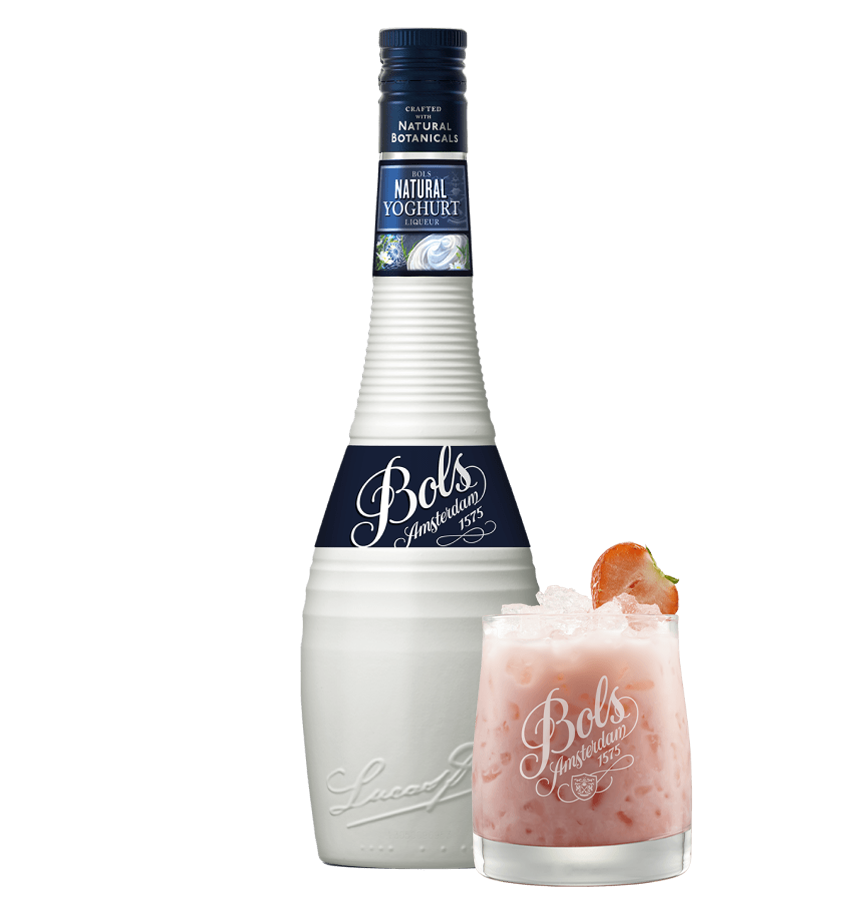 Bols Natural Yoghurt liqueur with Strawberry Cheesecake cocktail